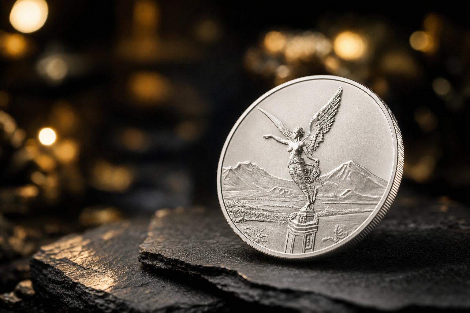 Mexikanische Silber-Libertad mit dem Motiv der geflügelten Siegesgöttin