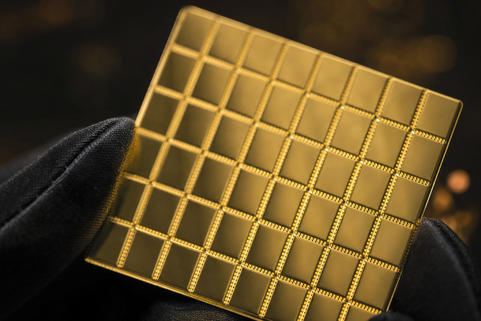Teilbarer Gold-Tafelbarren mit rasterförmigen 1-Gramm-Segmenten