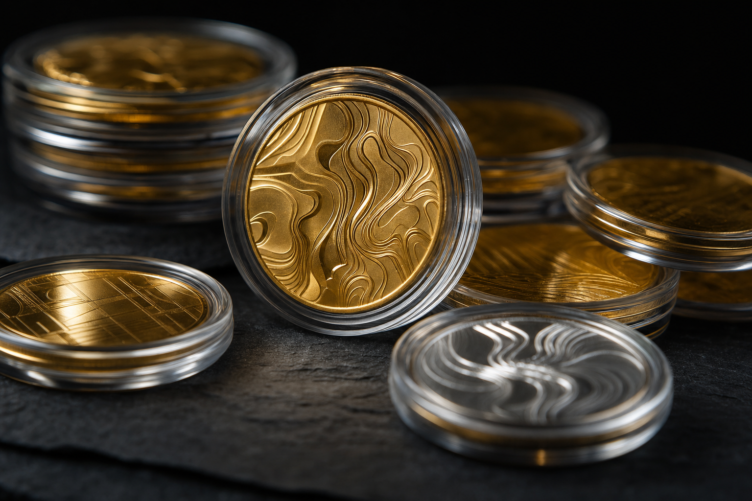 Transparente Münzkapseln aus Acryl schützen Gold- und Silbermünzen