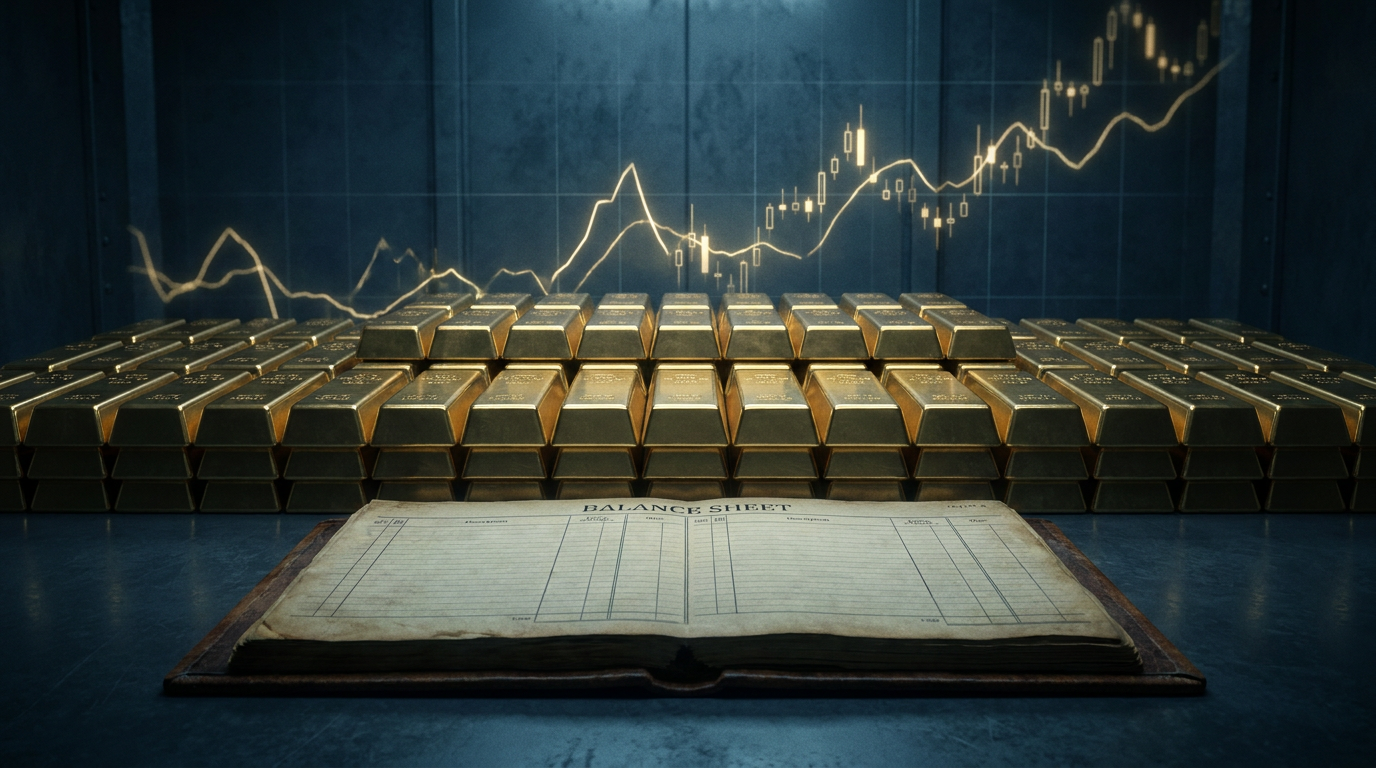 Symbolbild für Zentralbank-Goldreserven und Bankbilanzen mit gestapelten Goldbarren