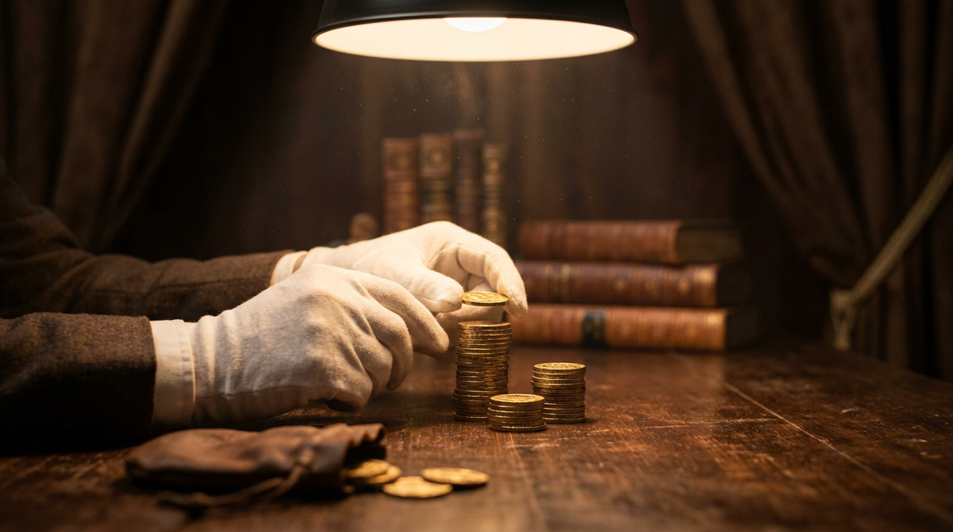 Goldmünzen werden schrittweise zu Stapeln aufgeschichtet als Sinnbild für regelbasierten Staffelkauf