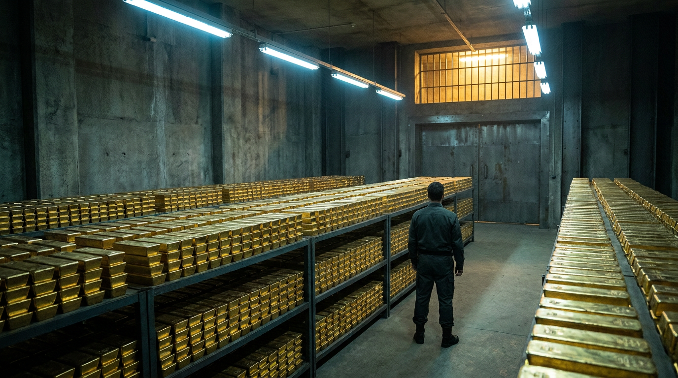 Gestapelte Goldbarren in einem Tresor als Symbol für die Rekordkäufe der Zentralbanken