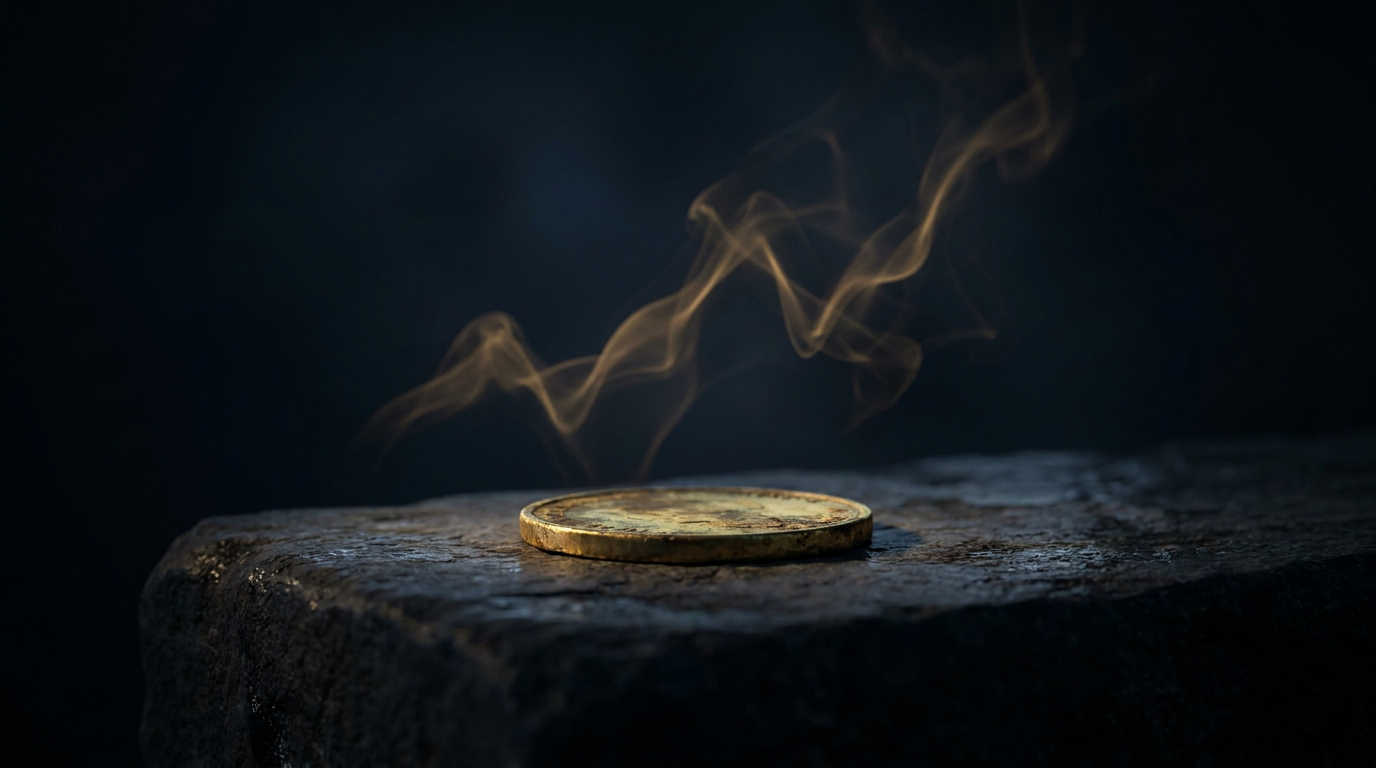 Goldene Münze auf dunklem Untergrund als Symbol für Inflation und Kaufkraftverlust