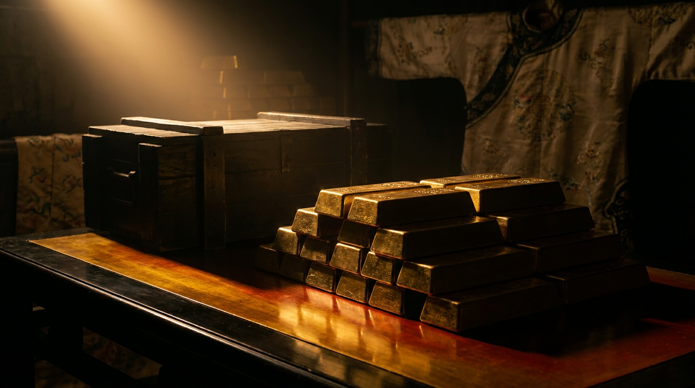 Gestapelte Goldbarren in warmem Licht als Symbolbild für die Goldreserven der chinesischen Notenbank
