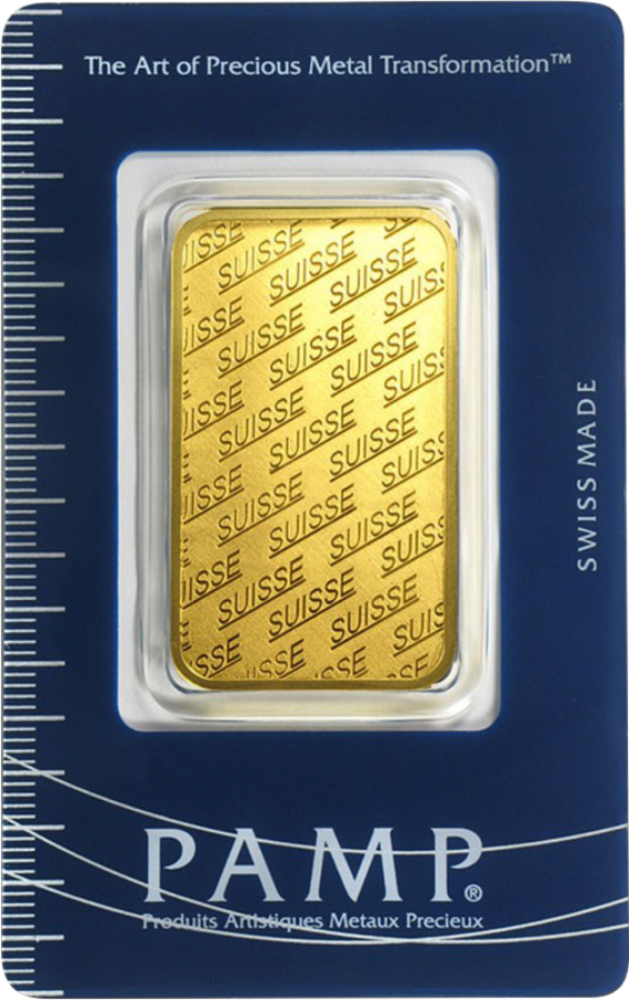 1-Unze-Goldbarren von PAMP Suisse mit Fortuna-Motiv in Blisterkarte