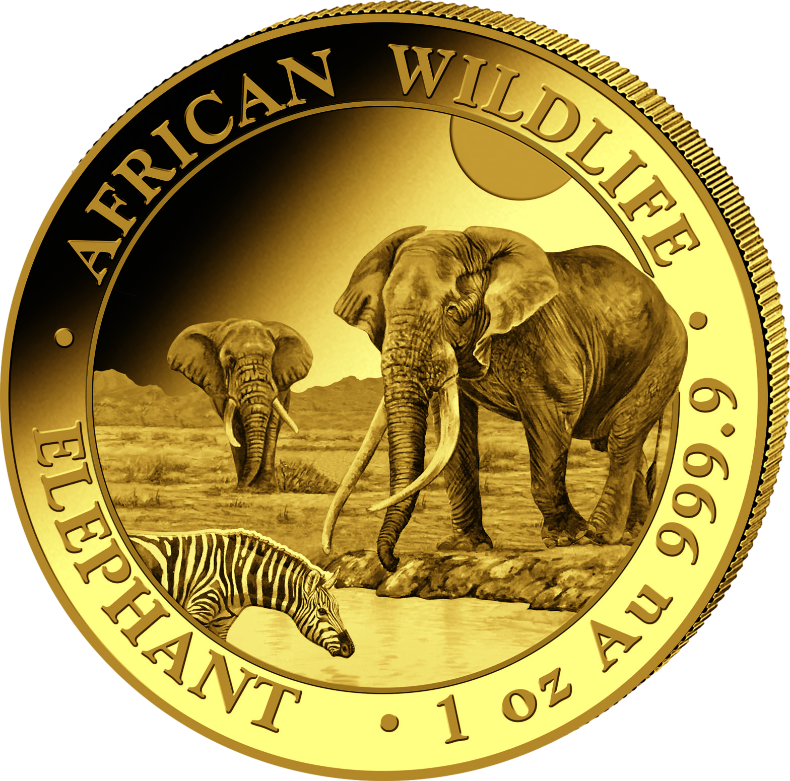 Goldmünze 1 Unze Somalia Elefant 2026 mit Elefantenmotiv