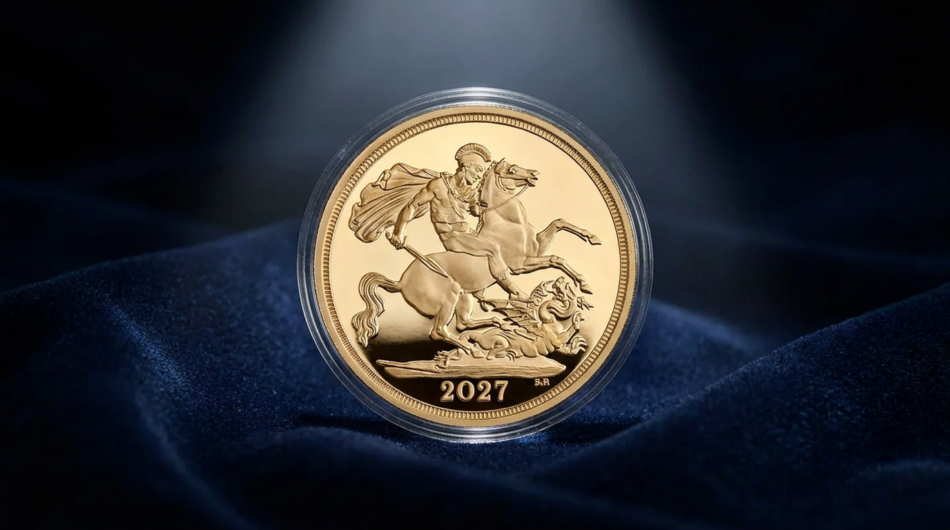 Sovereign 2027 in Polierter Platte mit spiegelndem Feld auf dunklem Samt