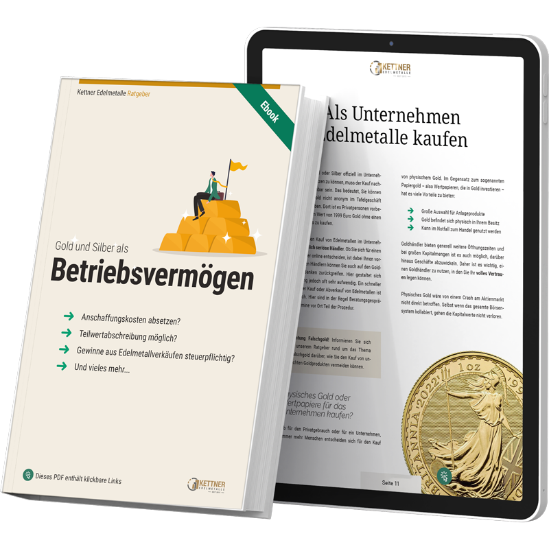 Cover des kostenlosen Ratgebers „Gold und Silber als Betriebsvermögen“